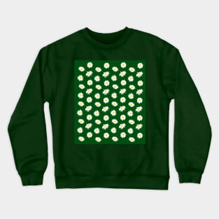 Daisy Ditsy Pattern on Green Crewneck Sweatshirt